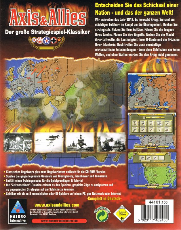 Back Cover for Axis & Allies (Windows)