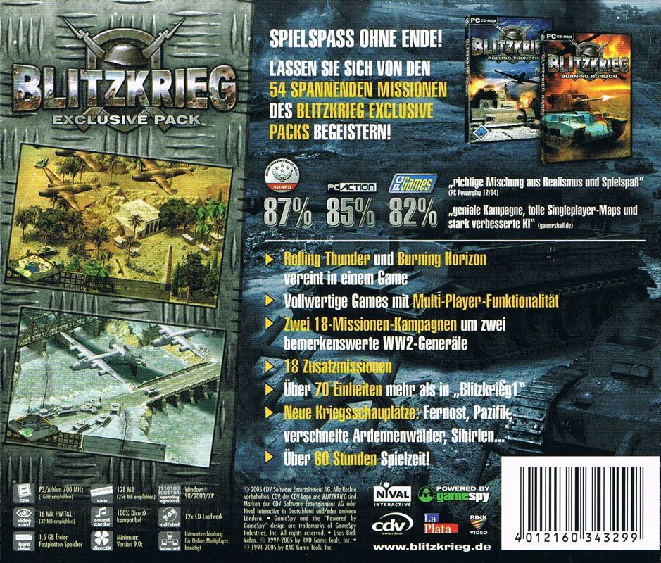 Other for Blitzkrieg: Exclusive Pack (Windows) (Software Pyramide release): Jewel Case - Back