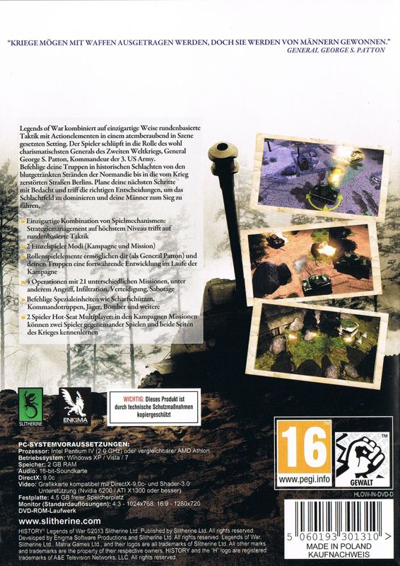 Back Cover for History Legends of War: Patton (Windows)
