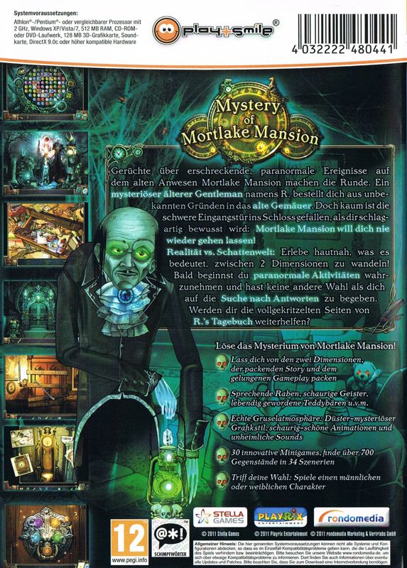 Back Cover for Mystery of Mortlake Mansion (Windows) (Play+Smile release)