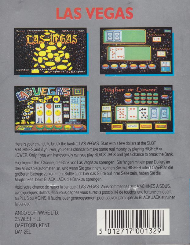 Back Cover for Las Vegas (Amiga)