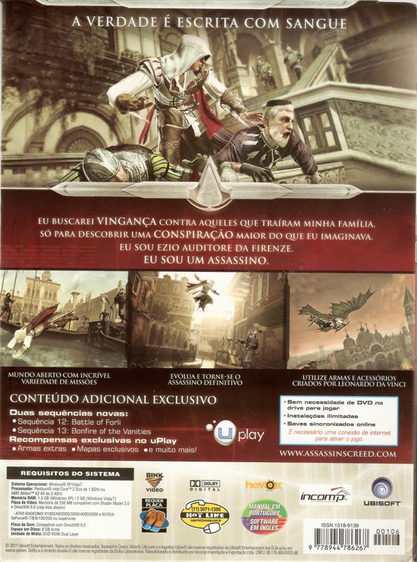 Back Cover for Assassin's Creed II (Windows) (Fullgames #106 covermount)