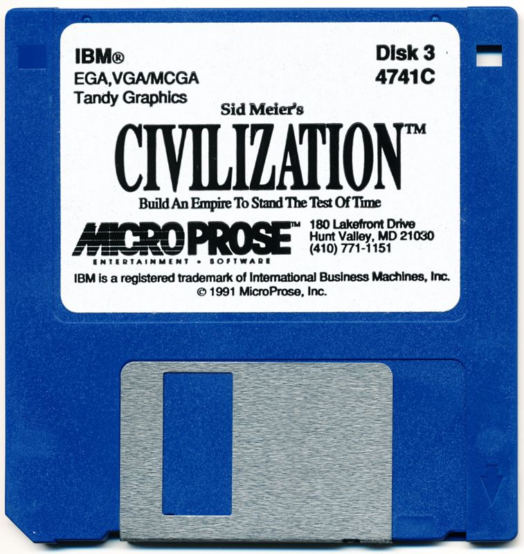 Media for Sid Meier's Civilization (DOS): Disk 3