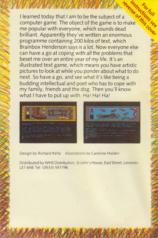 Back Cover for The Secret Diary of Adrian Mole Aged 13¾ (ZX Spectrum)