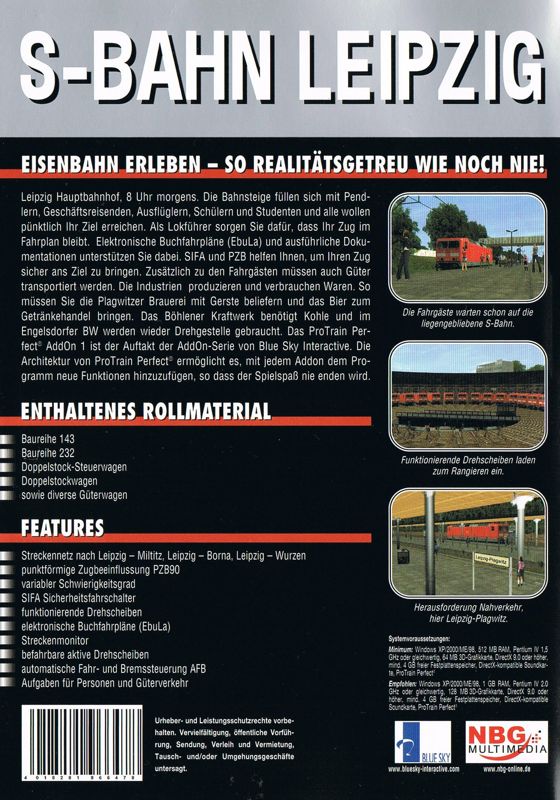 Back Cover for ProTrain Perfect AddOn 1: S-Bahn Leipzig (Windows)