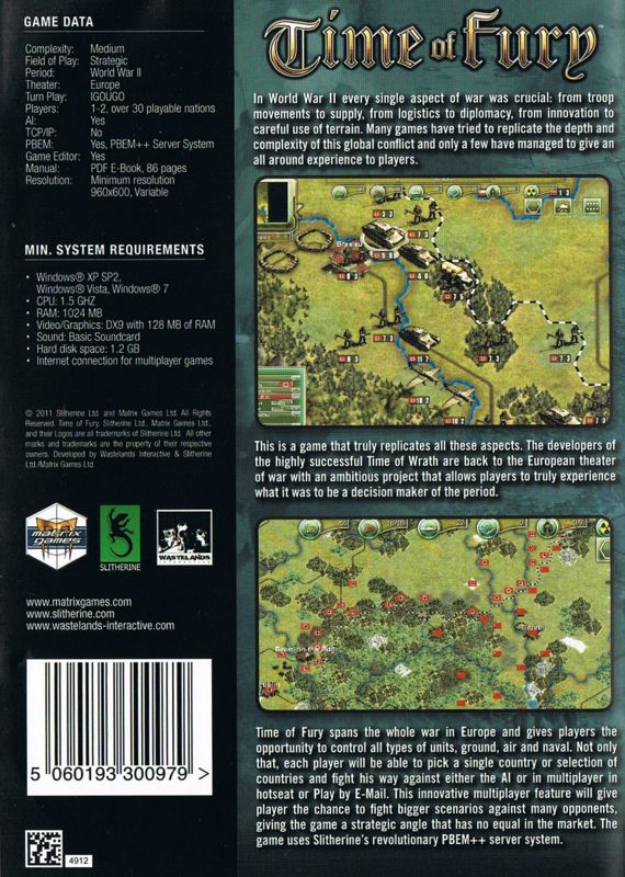 Back Cover for Time of Fury (Windows)