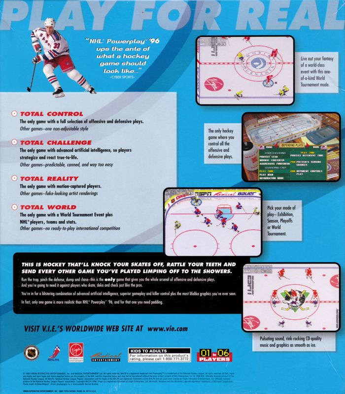 Back Cover for NHL Powerplay '96 (Windows)