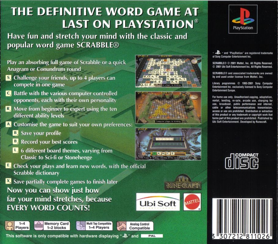 Back Cover for Scrabble (PlayStation)