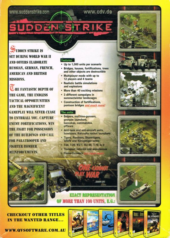 Back Cover for Sudden Strike (Windows) (Wanted Range release)