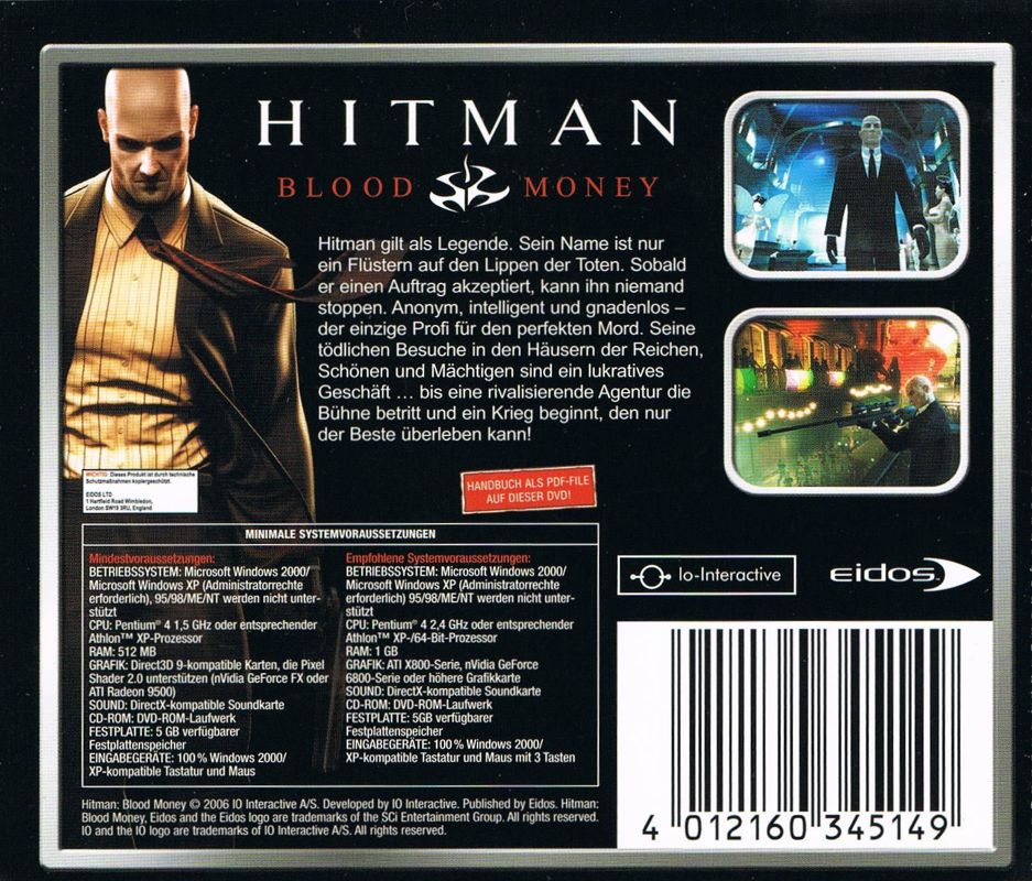 Back Cover for Hitman: Blood Money (Windows) (Software Pyramide release)