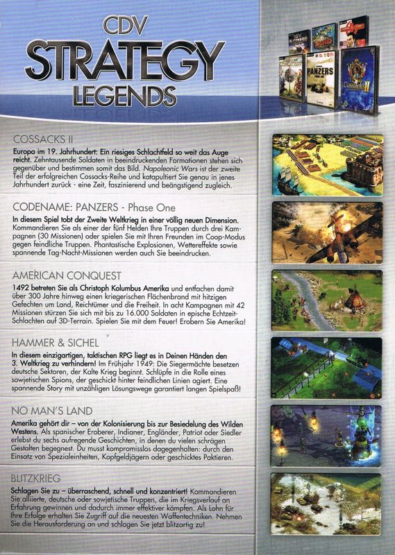 Back Cover for CDV Strategy Legends (Windows)