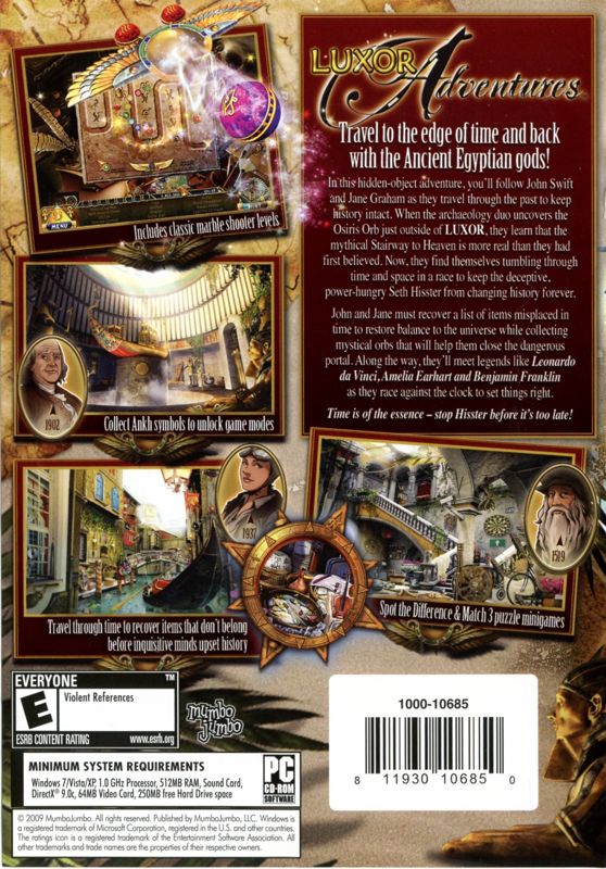 Back Cover for Luxor: Adventures (Windows)