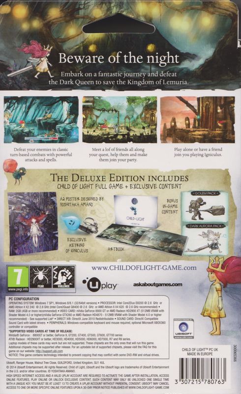 Back Cover for Child of Light (Deluxe Edition) (Windows)