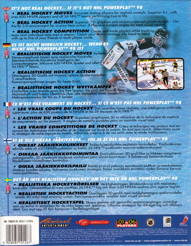 Back Cover for NHL Powerplay 98 (Windows)