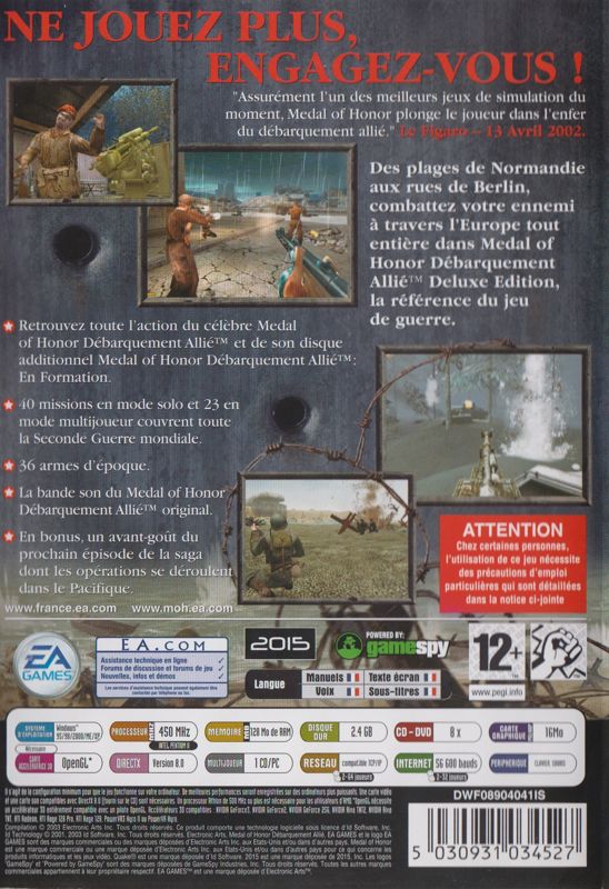 Back Cover for Medal of Honor: Allied Assault - Deluxe Edition (Windows)