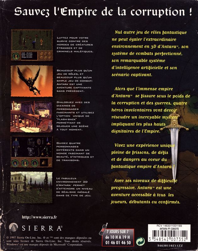 Back Cover for Betrayal in Antara (Windows and Windows 16-bit)