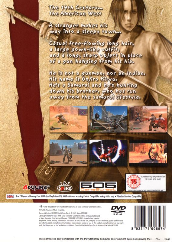 Back Cover for Samurai Western (PlayStation 2)