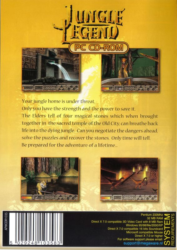 Back Cover for Jungle Legend (Windows) (Megaware budget release)