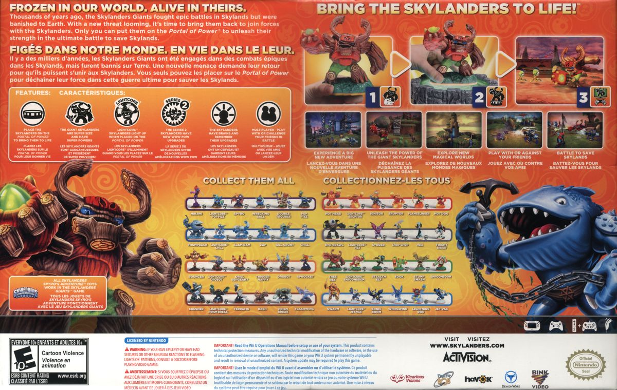Back Cover for Skylanders Giants (Wii U) (Starter Pack)