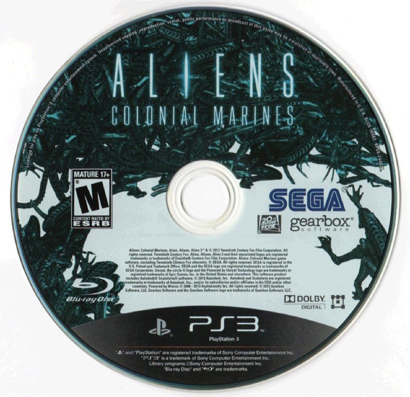 Media for Aliens: Colonial Marines (PlayStation 3)