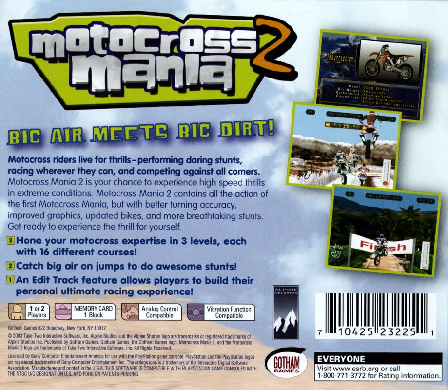 Back Cover for Motocross Mania 2 (PlayStation)