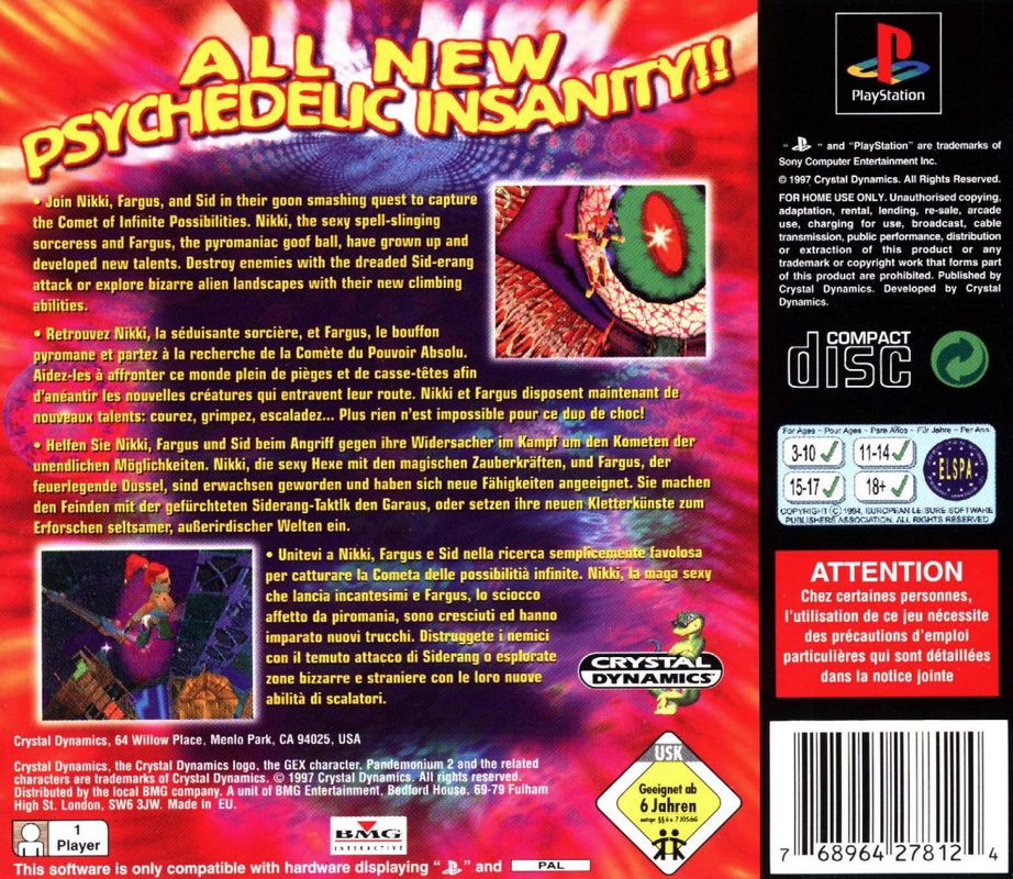 Back Cover for Pandemonium 2 (PlayStation)