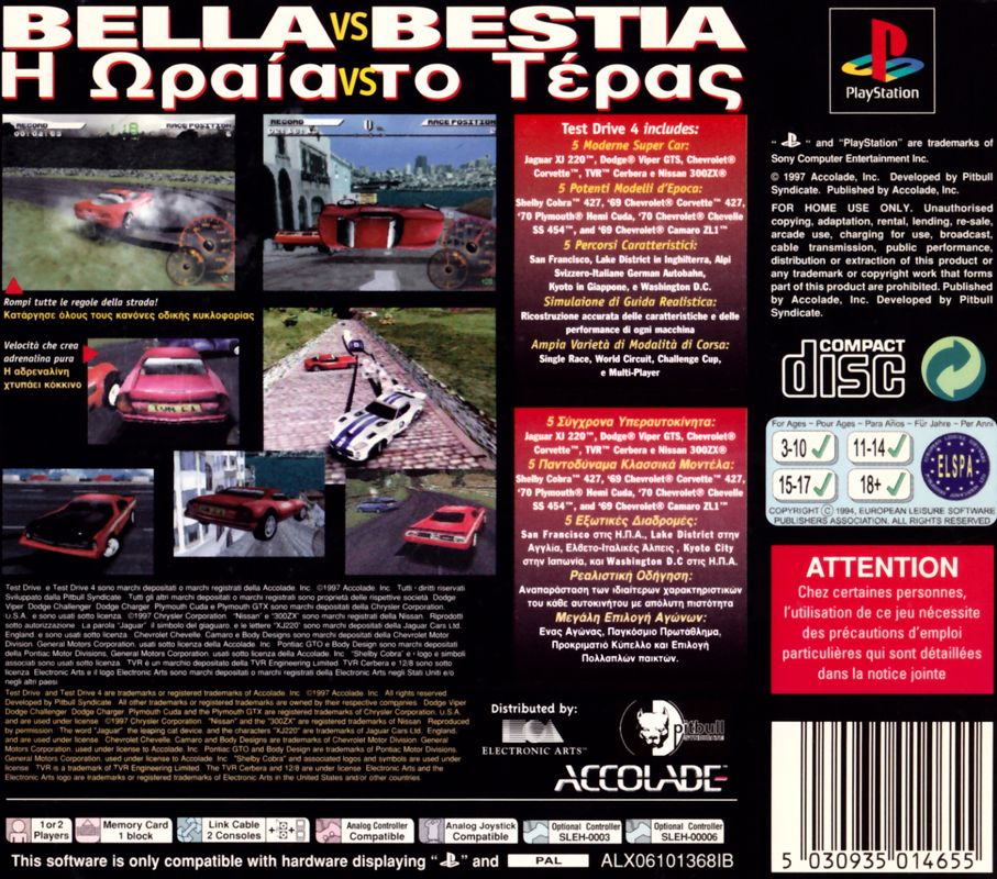 Back Cover for Test Drive 4 (PlayStation)