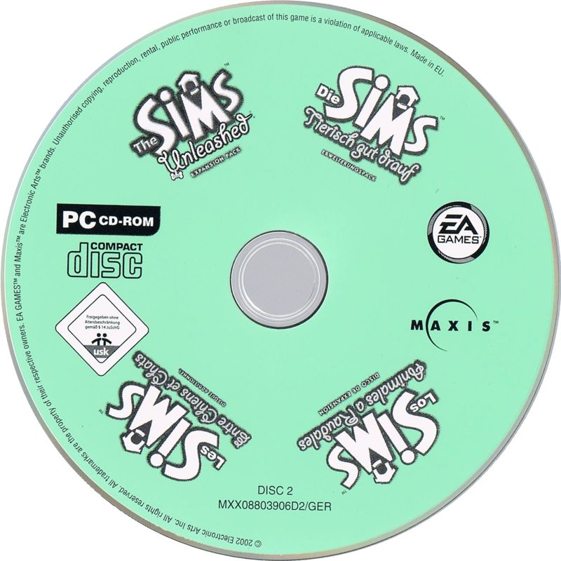 Media for The Sims: Unleashed (Windows) (Re-release with USK rating): Disc 2