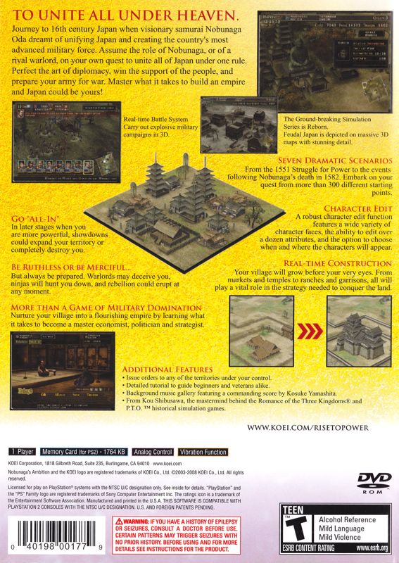 Nobunaga's Ambition Rise to Power cover or packaging material MobyGames