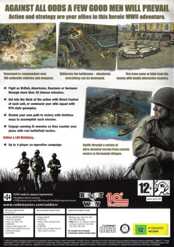 Back Cover for Soldiers: Heroes of World War II (Windows)