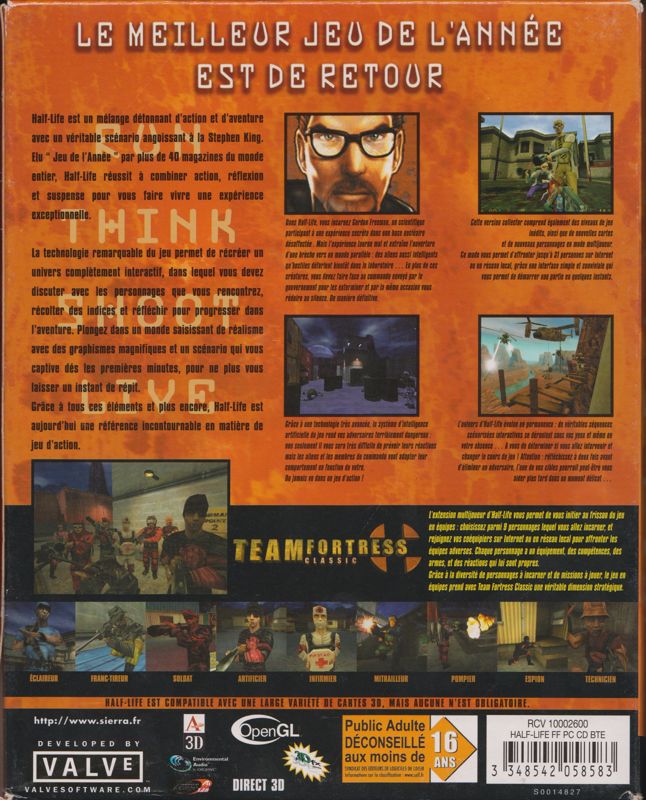 Back Cover for Half-Life: Game of the Year Edition (Windows)