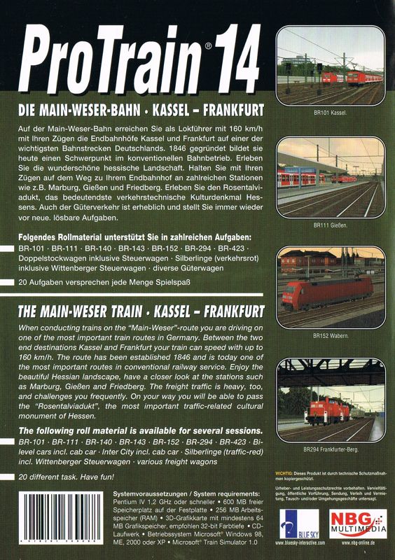Back Cover for ProTrain 14: The Main-Weser Train - Kassel-Frankfurt (Windows)