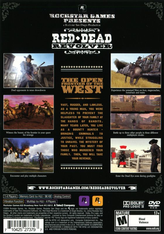 Back Cover for Red Dead Revolver (PlayStation 2) (Greatest Hits release)