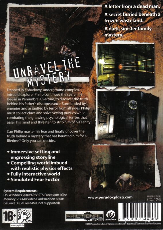 Penumbra: Black Plague cover or packaging material - MobyGames