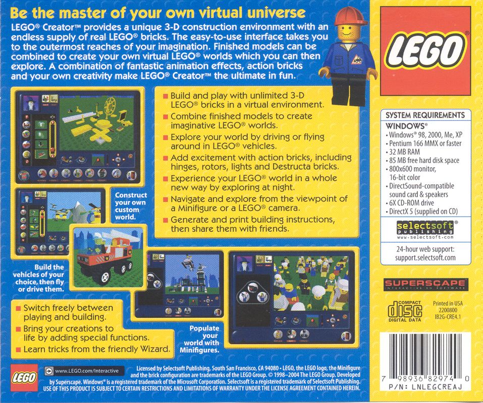 Back Cover for LEGO Creator (Windows) (SelectSoft release)