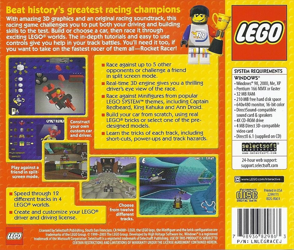 Back Cover for LEGO Racers (Windows) (SelectSoft re-release)