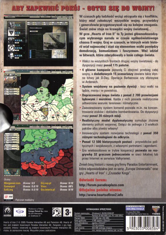 Back Cover for Hearts of Iron II (Windows)
