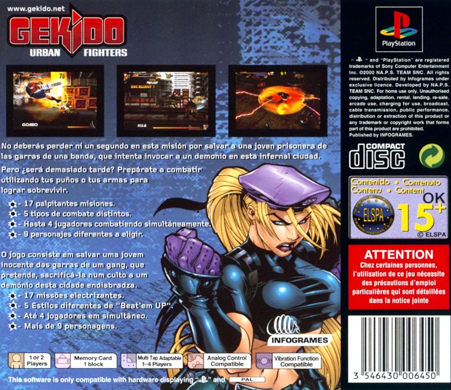 Back Cover for Gekido (PlayStation)