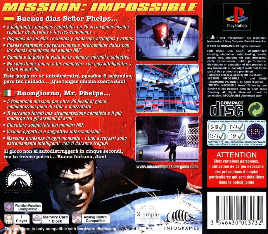 Back Cover for Mission: Impossible (PlayStation)