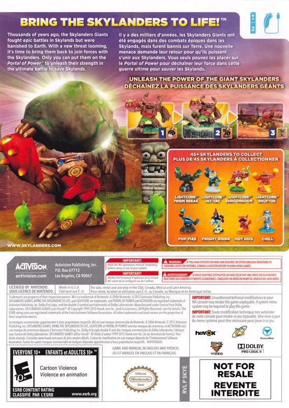 Skylanders Giants cover or packaging material MobyGames