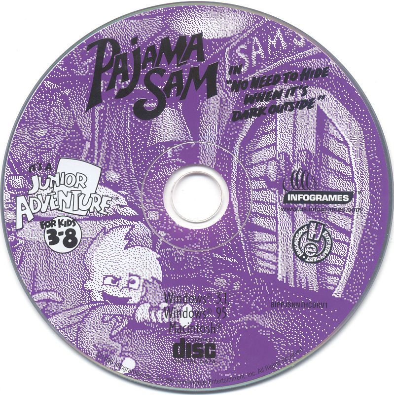 Media for Pajama Sam: No Need to Hide When It's Dark Outside (Macintosh and Windows 3.x) (Infogrames small box re-release with CD sleeve)