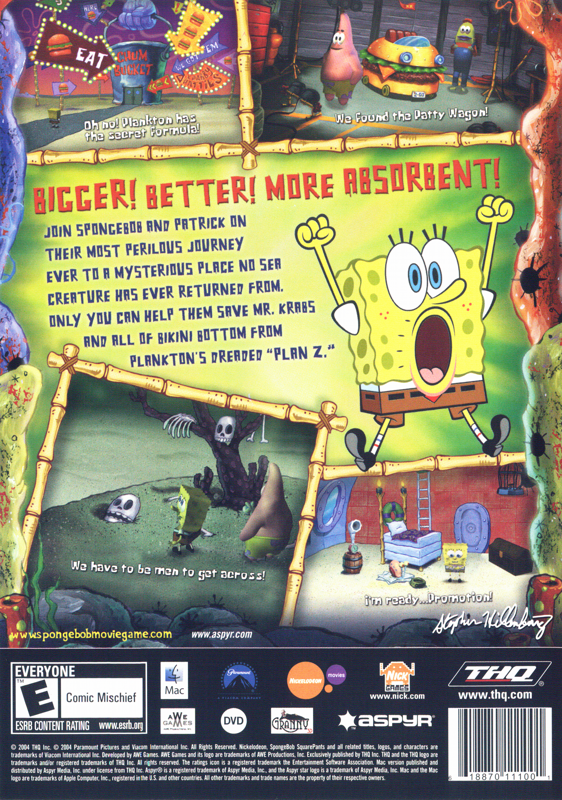 Back Cover for The SpongeBob SquarePants Movie (Macintosh)