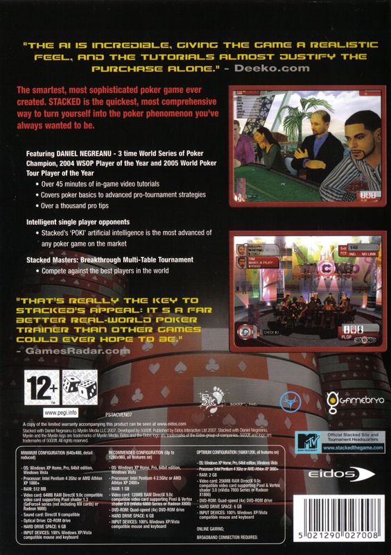 Back Cover for Stacked with Daniel Negreanu (Windows)