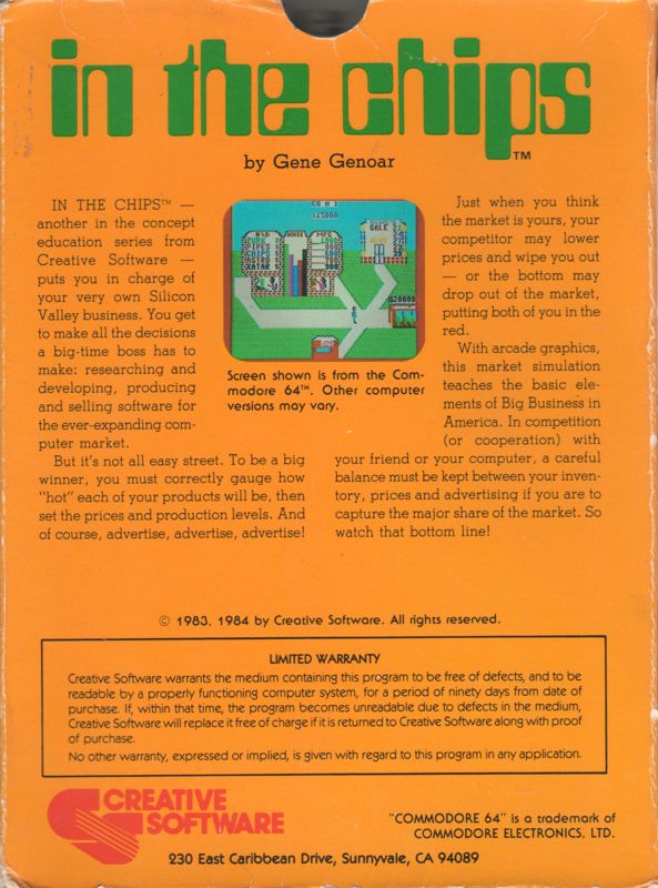 Back Cover for In the Chips (Commodore 64)