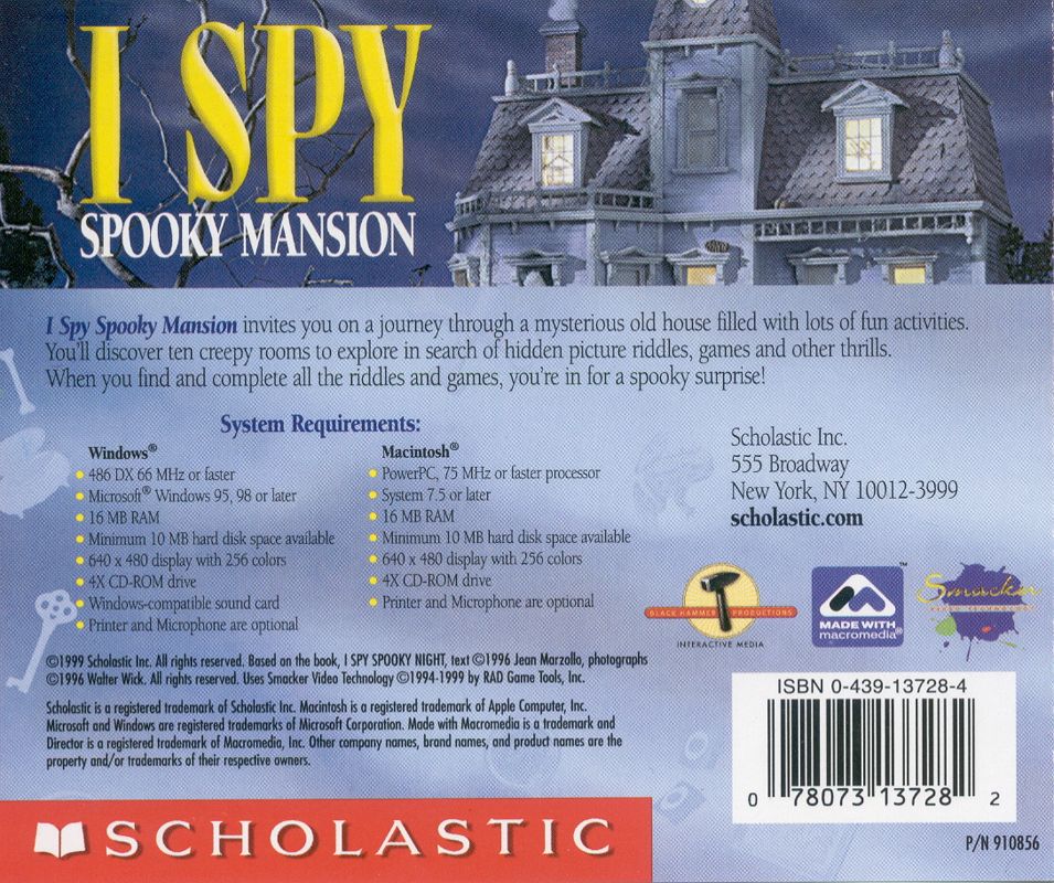 Other for I Spy: Spooky Mansion (Macintosh and Windows): Jewel Case Back
