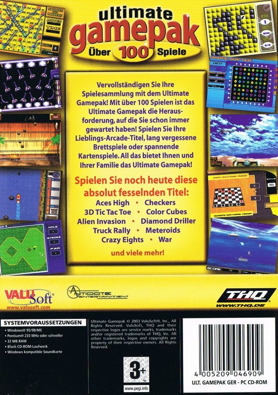 Back Cover for Ultimate Game Pak (Windows)
