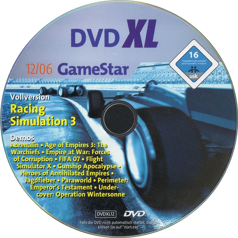 Media for RS3: Racing Simulation Three (Windows) (GameStar 12/2006 covermount)