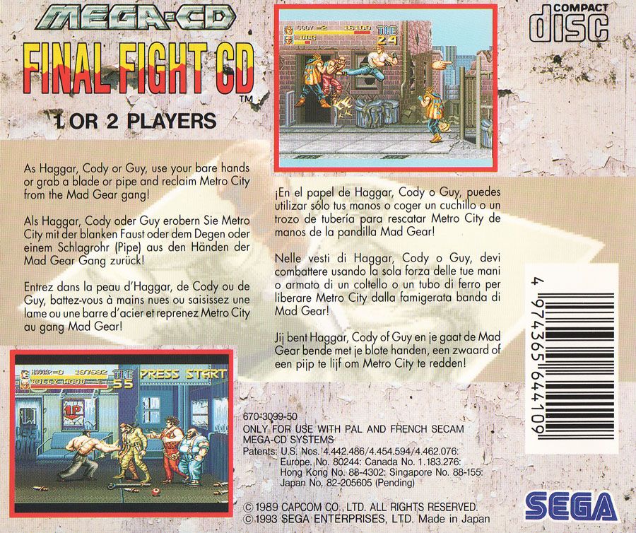 Back Cover for Final Fight (SEGA CD)