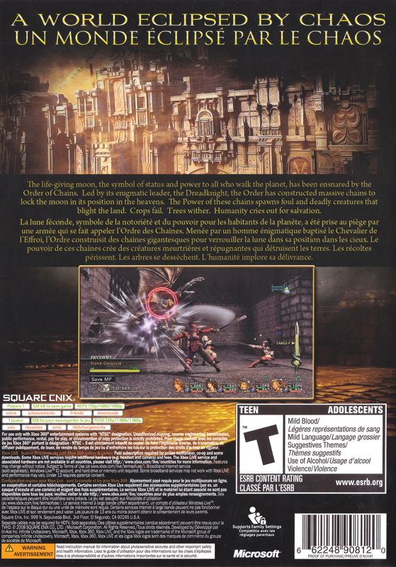 Back Cover for Infinite Undiscovery (Xbox 360)