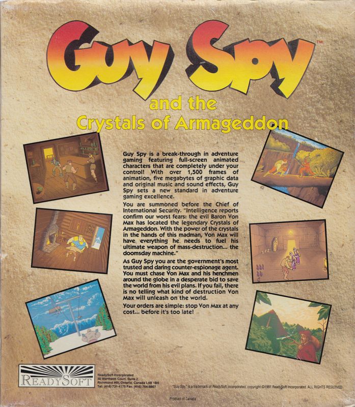 Back Cover for Guy Spy and the Crystals of Armageddon (Atari ST)
